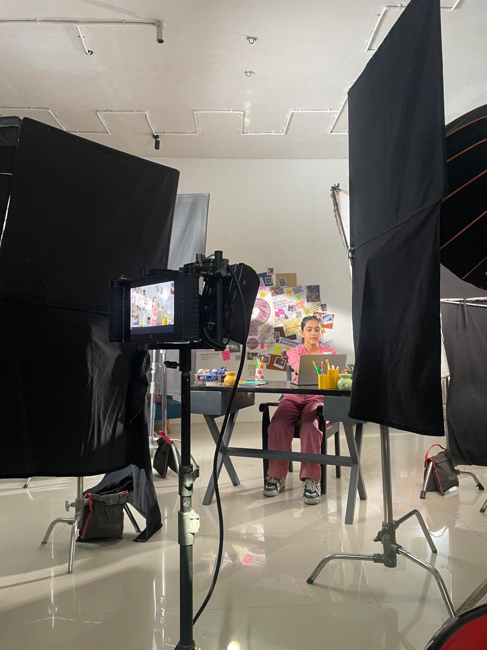 On set studio shoot